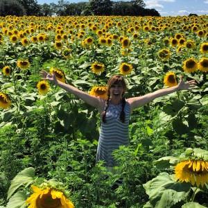 Kee Kee in sunflower field